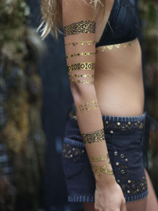 Tatuajes temporales Dorado Raíz (Pack X2)
