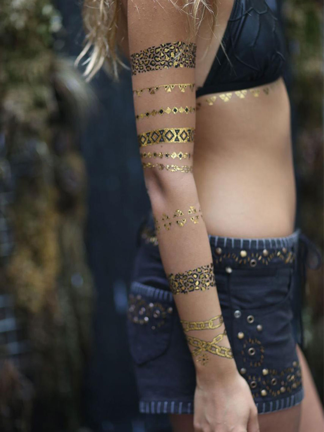 Tatuajes temporales Dorado Raíz (Pack X2)