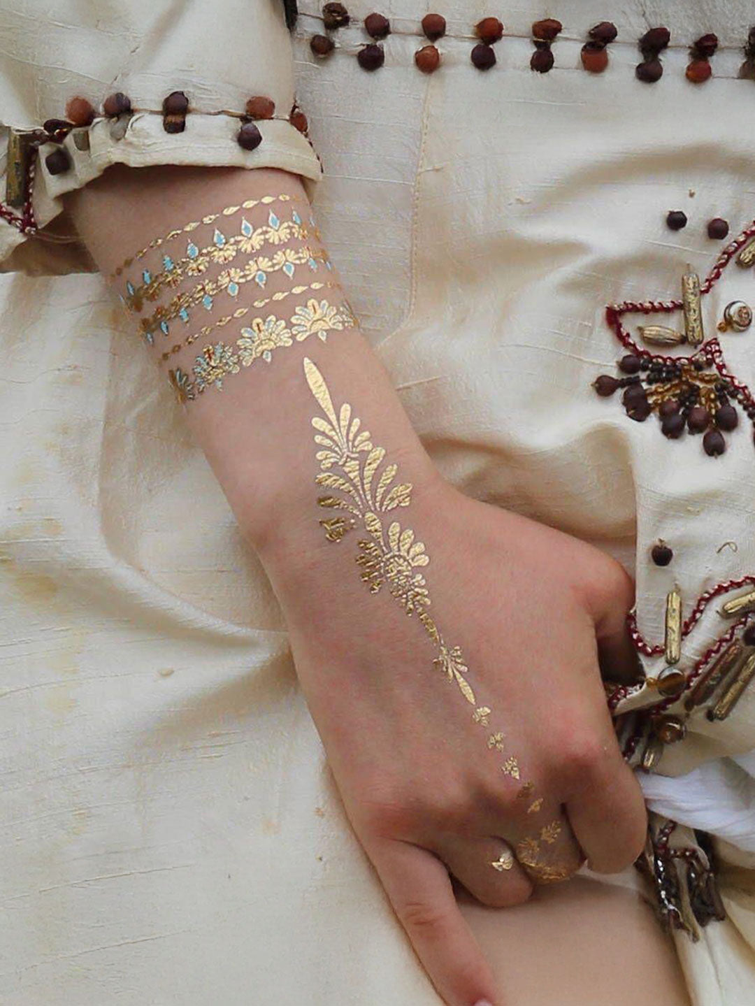 Tatuajes temporales Dorado Raíz (Pack X2)